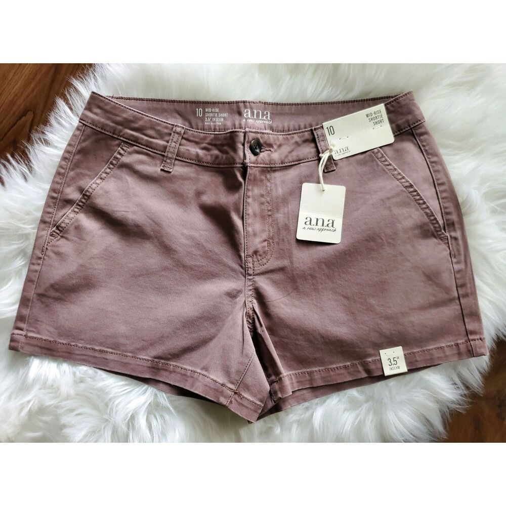 NWT Womens Size 10 A.N.A Mid Rise Shorties Shorts WARM MAUVE 3.5 Inseam